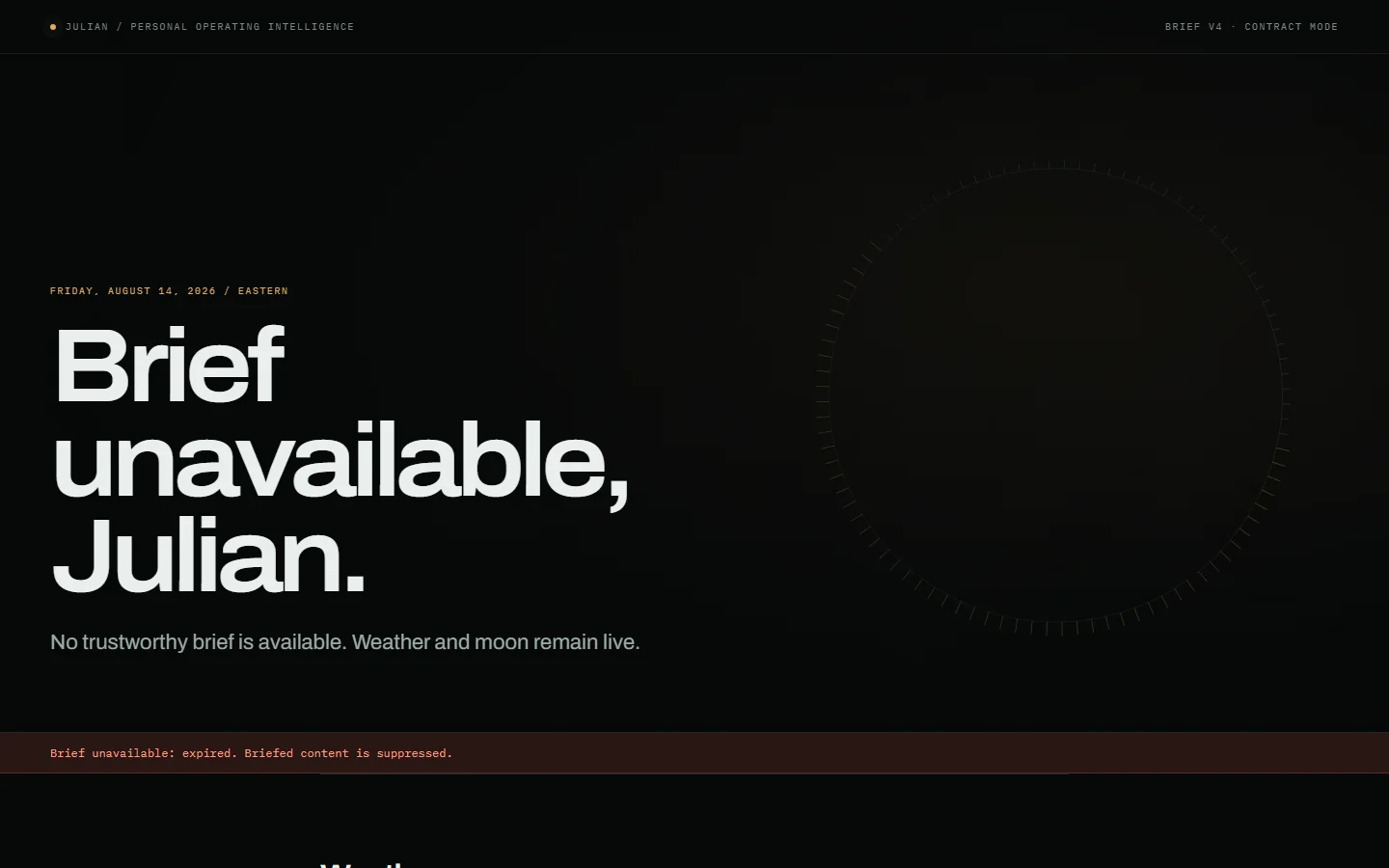 Sanitized Morning Brief interface